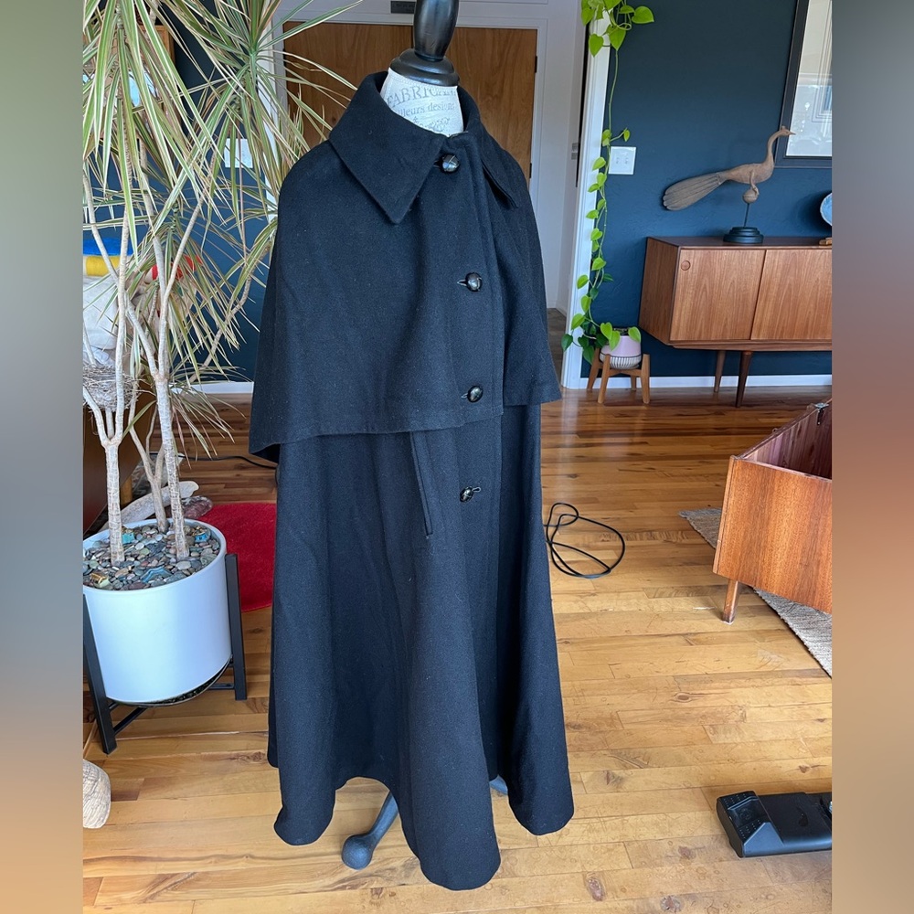 True vintage Raymond of London black wool cape.